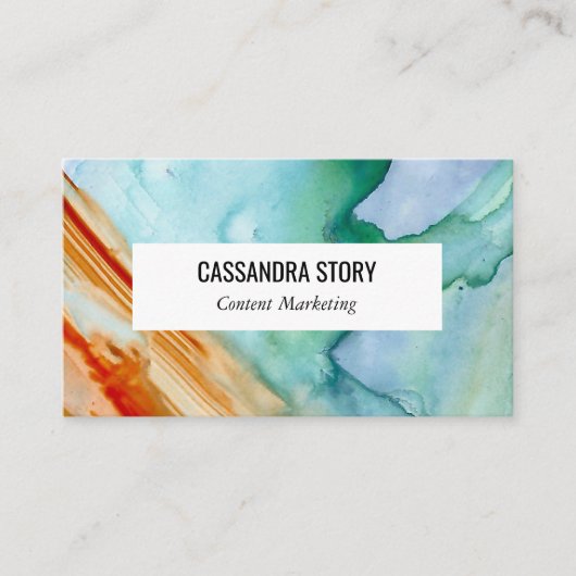 抽象芸術アートハンドブ絵を描ラックストロークティール（緑がかった色）赤 名刺 (正面)