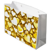 抽象芸術アートハートイエローギフト ラージペーパーバッグ (裏面アングル)