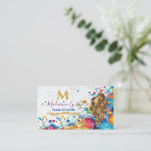 抽象芸術アートバブルズゴールデンモノグラム美容師 名刺 (スタンド正面)