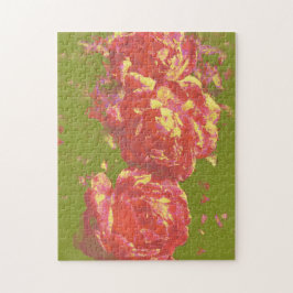 抽象芸術アートバラアートピンクイエローパズル ジグソーパズル