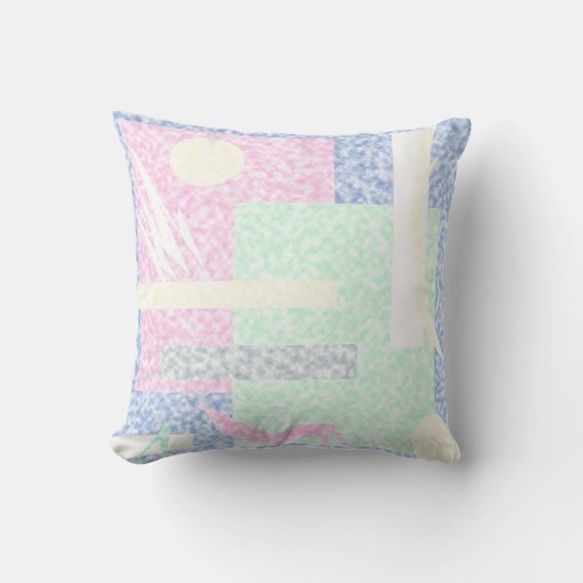 抽象芸術アートパステルテーマターコイズピンククラウド クッション (正面)