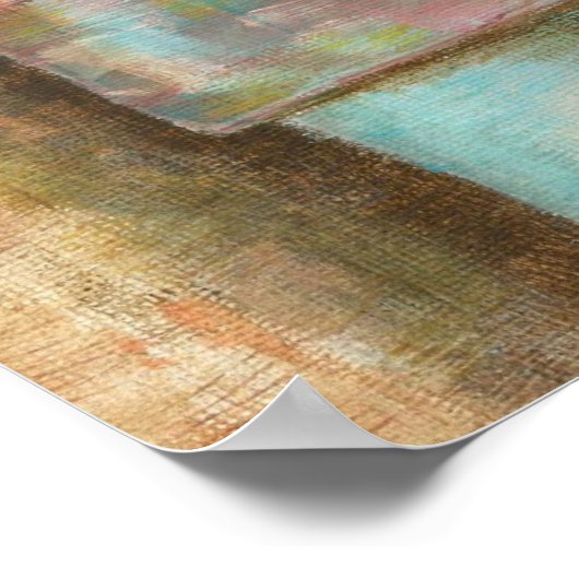 抽象芸術アートパステル絵画ズファンタジーキャッスルウィンドウ ポスター (角)