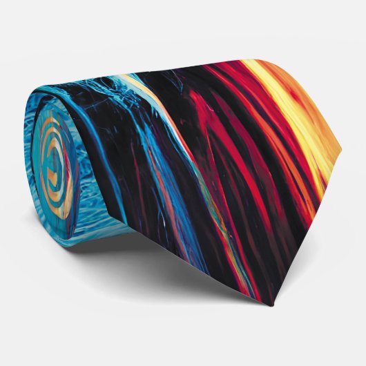 抽象芸術アートパターンレッド&ブルー電気エネルギー ネクタイ (ロール)