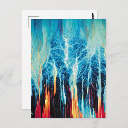 抽象芸術アートパターンレッド&ブルー電気エネルギー ポストカード (正面/裏面)