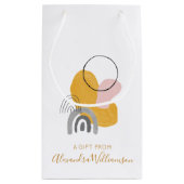 抽象芸術アートパーソナライズされたインイエロー   スモールペーパーバッグ (裏面)