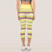 抽象芸術アートパープルグレーイエローホワイトカプリレギン カプリレギンス (裏面)