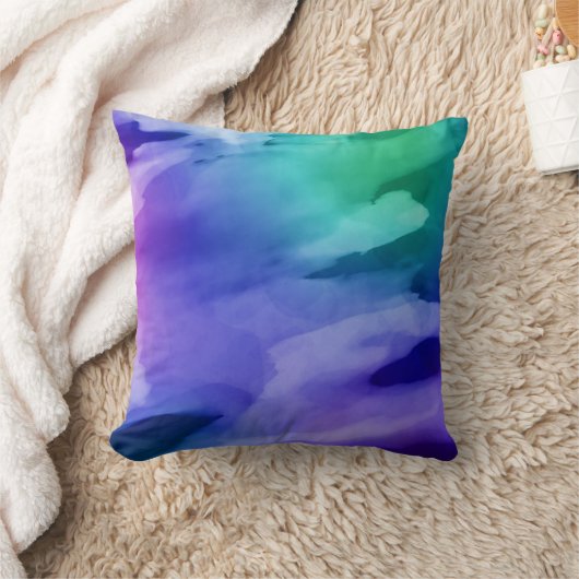 抽象芸術アートパープルブルーグリーンウォーター洗剤 クッション (ブランケット)