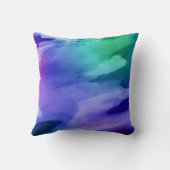 抽象芸術アートパープルブルーグリーンウォーター洗剤 クッション (裏面)