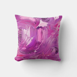 抽象芸術アートパープルホワイトピンクブラシストロークモダン クッション