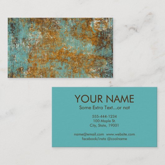 抽象芸術アートビジネスカードカッパーパティナアクア 名刺 (正面/裏面)