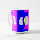 抽象芸術アートピンクとブルー王室の コーヒーマグカップ (正面左)