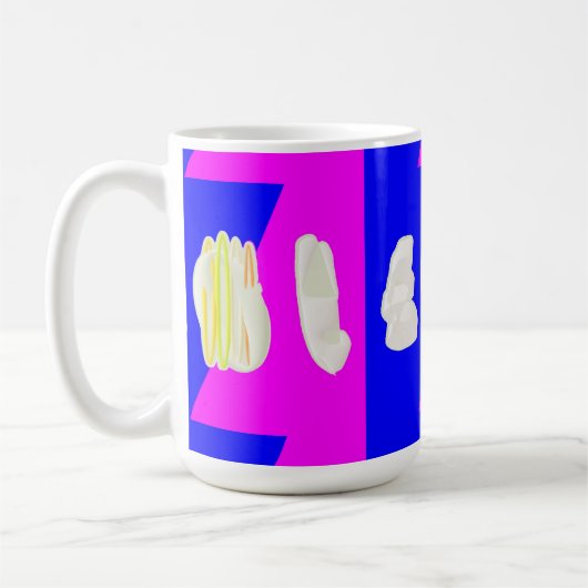 抽象芸術アートピンクとブルー王室の コーヒーマグカップ (左)