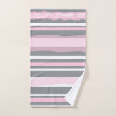 抽象芸術アートピンクグレー白い線 バスタオルセット (ハンドタオル)