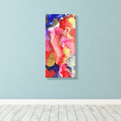 抽象芸術アートピンクパープル金ゴールドアルコールインク キャンバスプリント (インサイチュ (ウッドフロア))