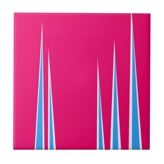 抽象芸術アートピンクブルーホワイトミニマリズム タイル (正面)