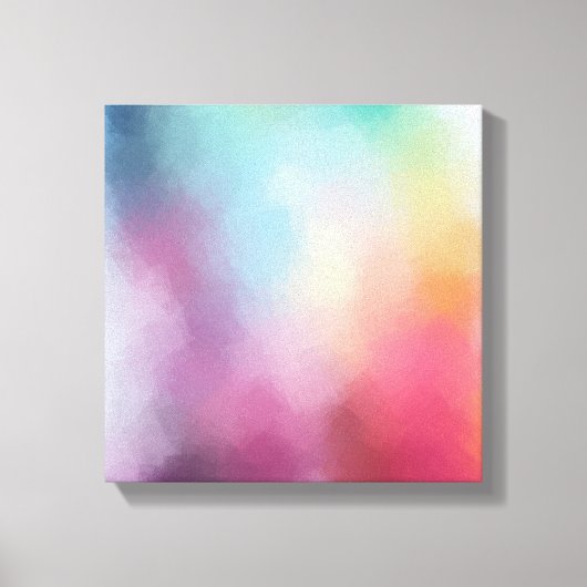 抽象芸術アートピンクレッドイエローブルーパープルグリーン キャンバスプリント (正面)