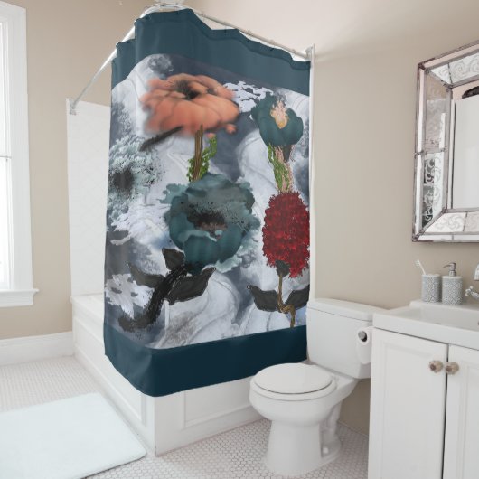 抽象芸術アートフローラ シャワーカーテン (インサイチュ)