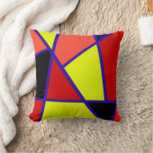 抽象芸術アートブラックイエローコーラルミニマリズム クッション (ブランケット)