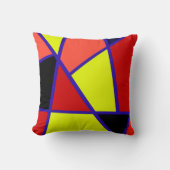 抽象芸術アートブラックイエローコーラルミニマリズム クッション (正面)