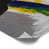 抽象芸術アートブラックイエローブルーグレイ絵画ズ ポスター (角)