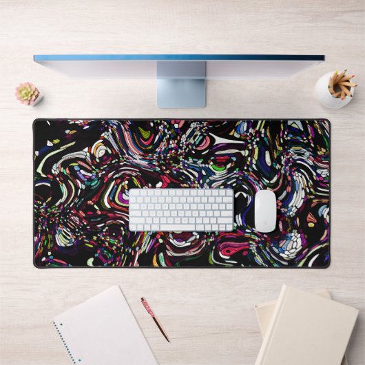 抽象芸術アートブラックスワールレッド デスクマット (オフィス1)