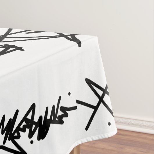 抽象芸術アートブラック&ホワイトのミニマリズム テーブルクロス (インサイチュ)