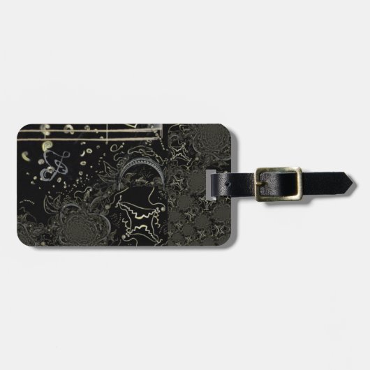 抽象芸術アートブラック ラゲッジタグ (正面横)