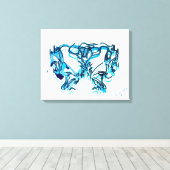 抽象芸術アートブルーとティール(緑がかった色) キャンバスプリント (インサイチュ (ウッドフロア))