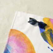 抽象芸術アートブルーと黄色の水色名 ビーチタオル (インサイチュ)