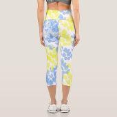 抽象芸術アートブルーイエローホワイトミニマリズム カプリレギンス (裏面)