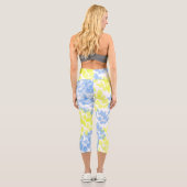 抽象芸術アートブルーイエローホワイトミニマリズム カプリレギンス (裏面)