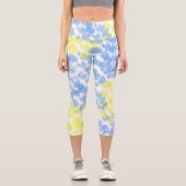 抽象芸術アートブルーイエローホワイトミニマリズム カプリレギンス (正面)