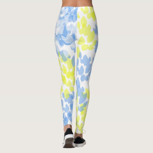 抽象芸術アートブルーイエローホワイトミニマリズム レギンス (裏面)