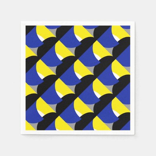 抽象芸術アートブルーイエロー スタンダードカクテルナプキン (正面)