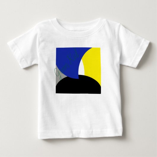 抽象芸術アートブルーイエロー ベビーTシャツ (正面)