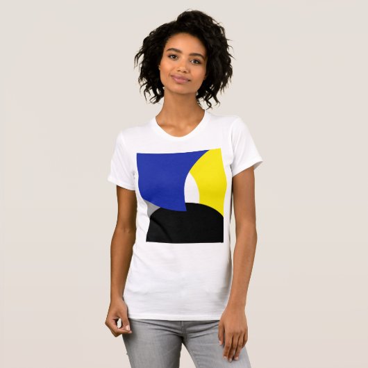 抽象芸術アートブルーイエロー Tシャツ (正面フル)
