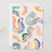 抽象芸術アートブルーウォーターカラーカップルシャワー 招待状 (裏面)