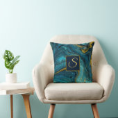 抽象芸術アートブルーグリーン金ゴールドダストマーブル クッション (椅子)