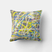 抽象芸術アートブルーグレーイエロークッション装飾用クッション クッション (裏面)