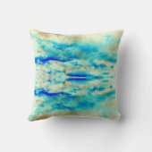 抽象芸術アートブルーターコイズアクアクリームピロー クッション (裏面)