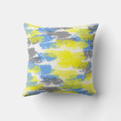 抽象芸術アートブルーホワイトイエローグレーミニマリズム クッション (裏面)