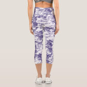 抽象芸術アートブルーホワイトミニマリズム カプリレギンス (裏面)