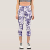 抽象芸術アートブルーホワイトミニマリズム カプリレギンス (正面)