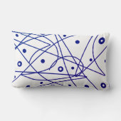 抽象芸術アートブルーホワイトライン円ミニマリズム ランバークッション (裏面)