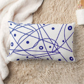 抽象芸術アートブルーホワイトライン円ミニマリズム ランバークッション (ブランケット)