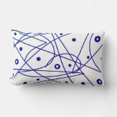 抽象芸術アートブルーホワイトライン円ミニマリズム ランバークッション (正面)