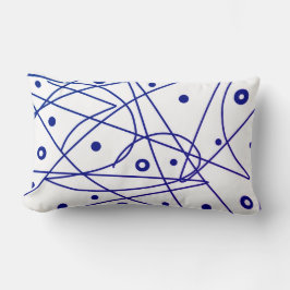抽象芸術アートブルーホワイトライン円ミニマリズム ランバークッション