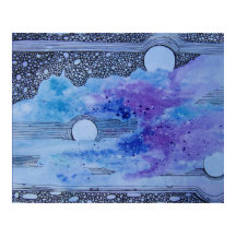 抽象芸術アートブルームーンピンクとグレーポスター