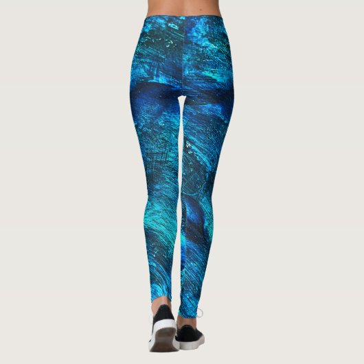 抽象芸術アートブルーレギンス レギンス (裏面)