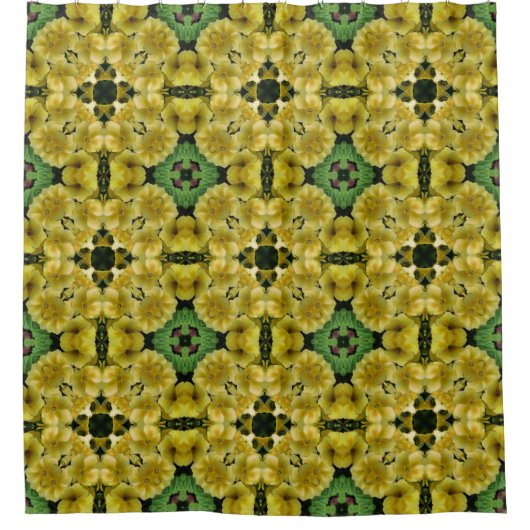 抽象芸術アートプリムローズフラワーズ自然 シャワーカーテン (正面)